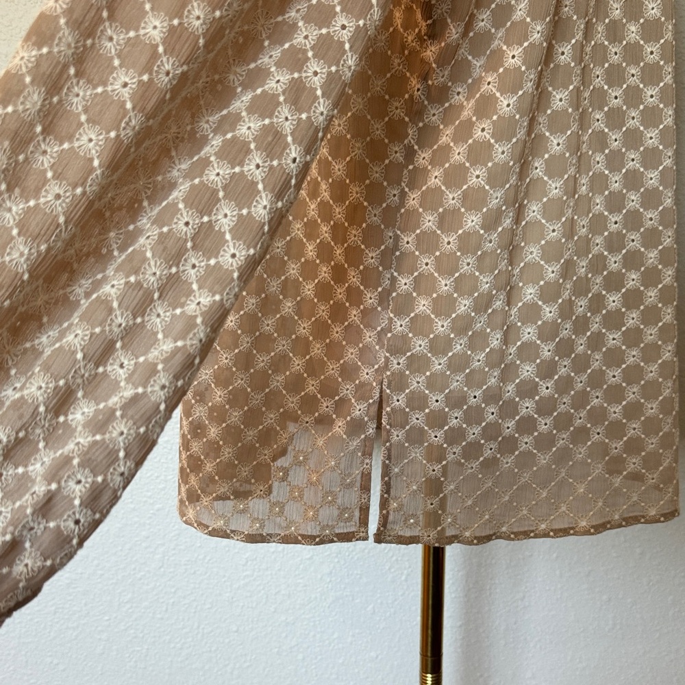 Etcetera Beige Patterned Long Sleeve Peasant Blou… - image 6